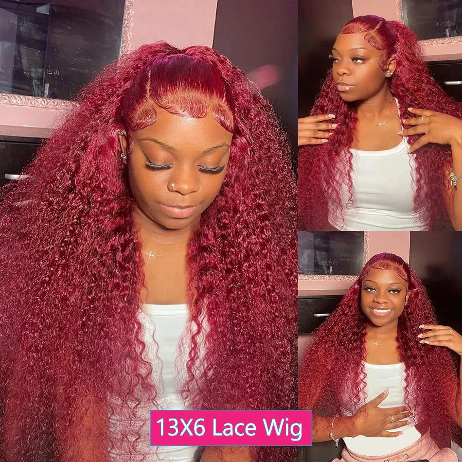 Shop Affordable Burgundy Deep Wave Lace Front Wigs for Women