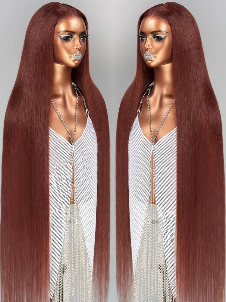 Self Love Product: 40-42" Reddish Brown Glueless Lace Front Wig