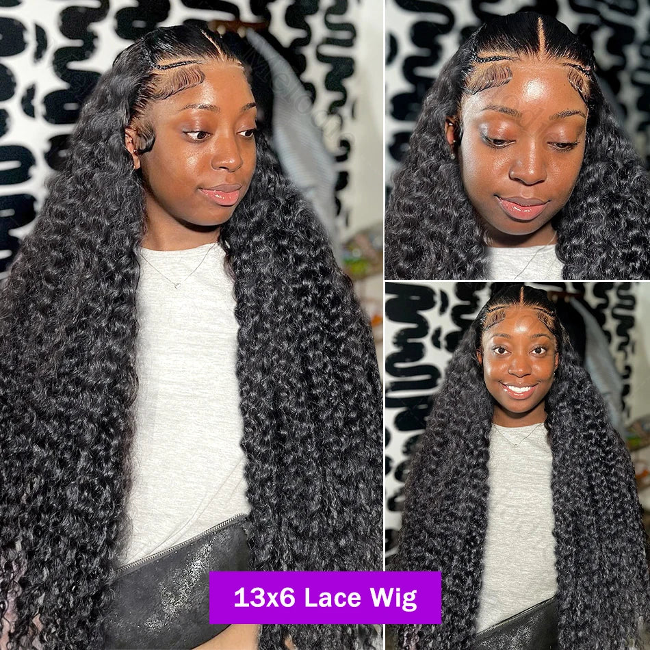 250 Density Curly Human Hair Lace Front Wig - 13x6 HD, Natural