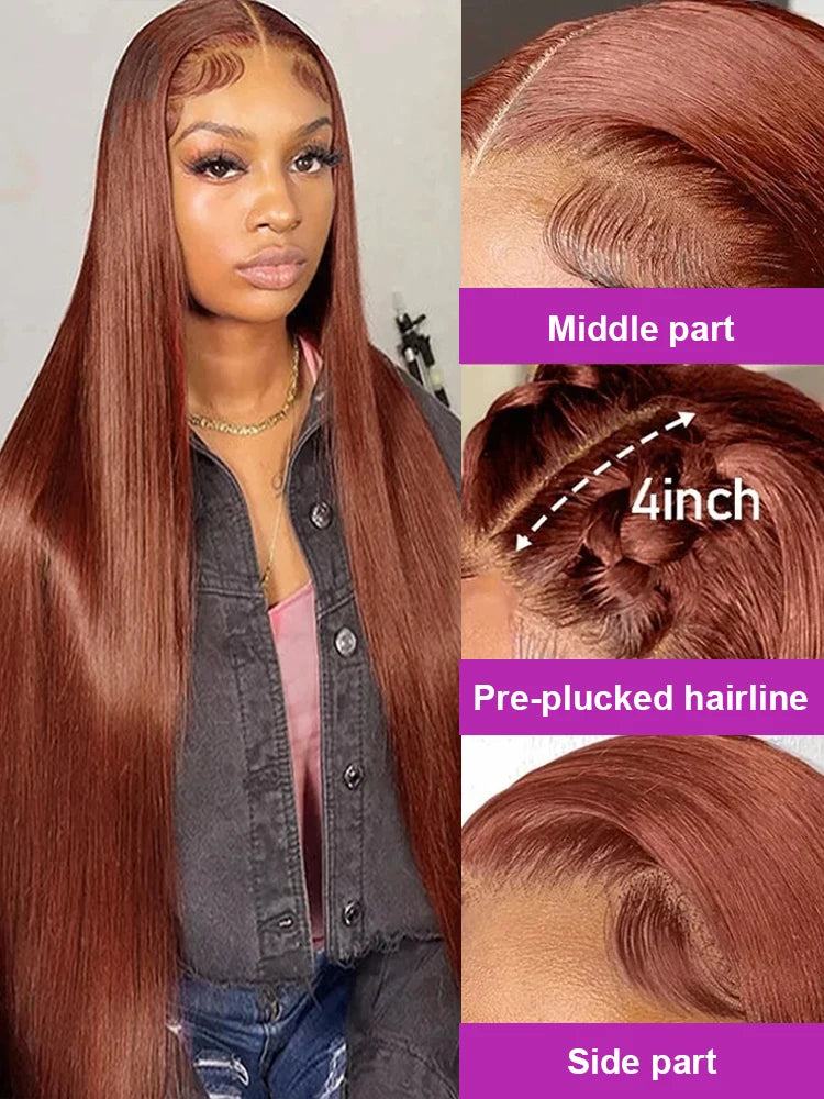 Self Love Product: 40-42" Reddish Brown Glueless Lace Front Wig