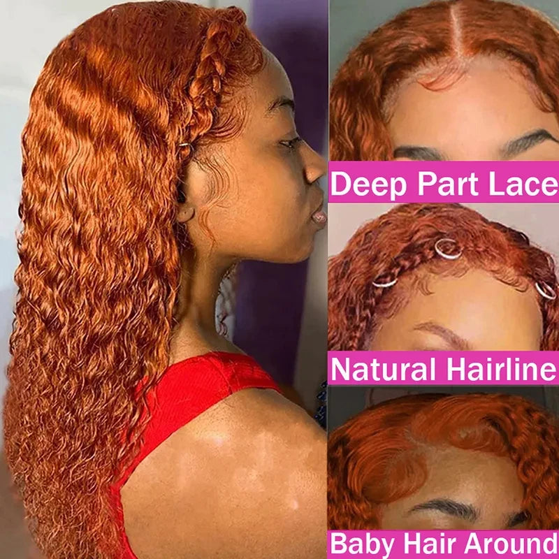 Shop Affordable Ginger Orange Curly Lace Front Wigs for Women