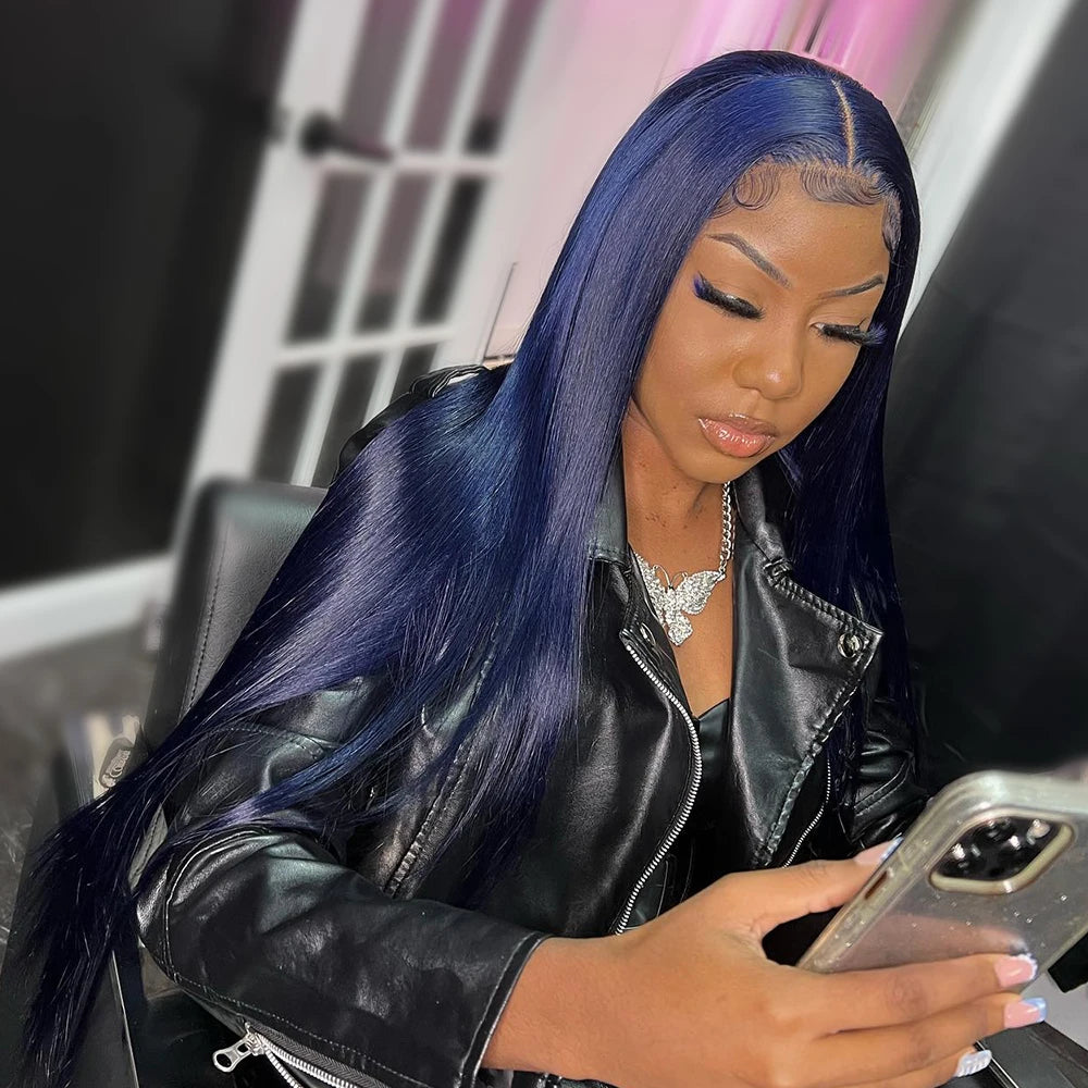 Midnight Blue T Part Lace Front Wigs | Affordable Human Hair