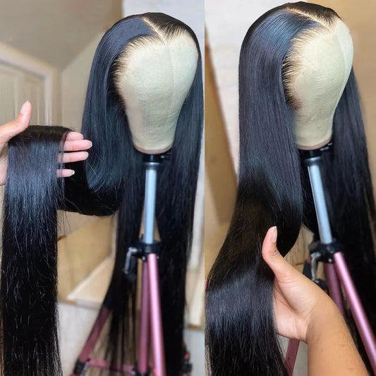 40" Bone Straight Human Hair Lace Front Wig - HD Transparent, Glueless